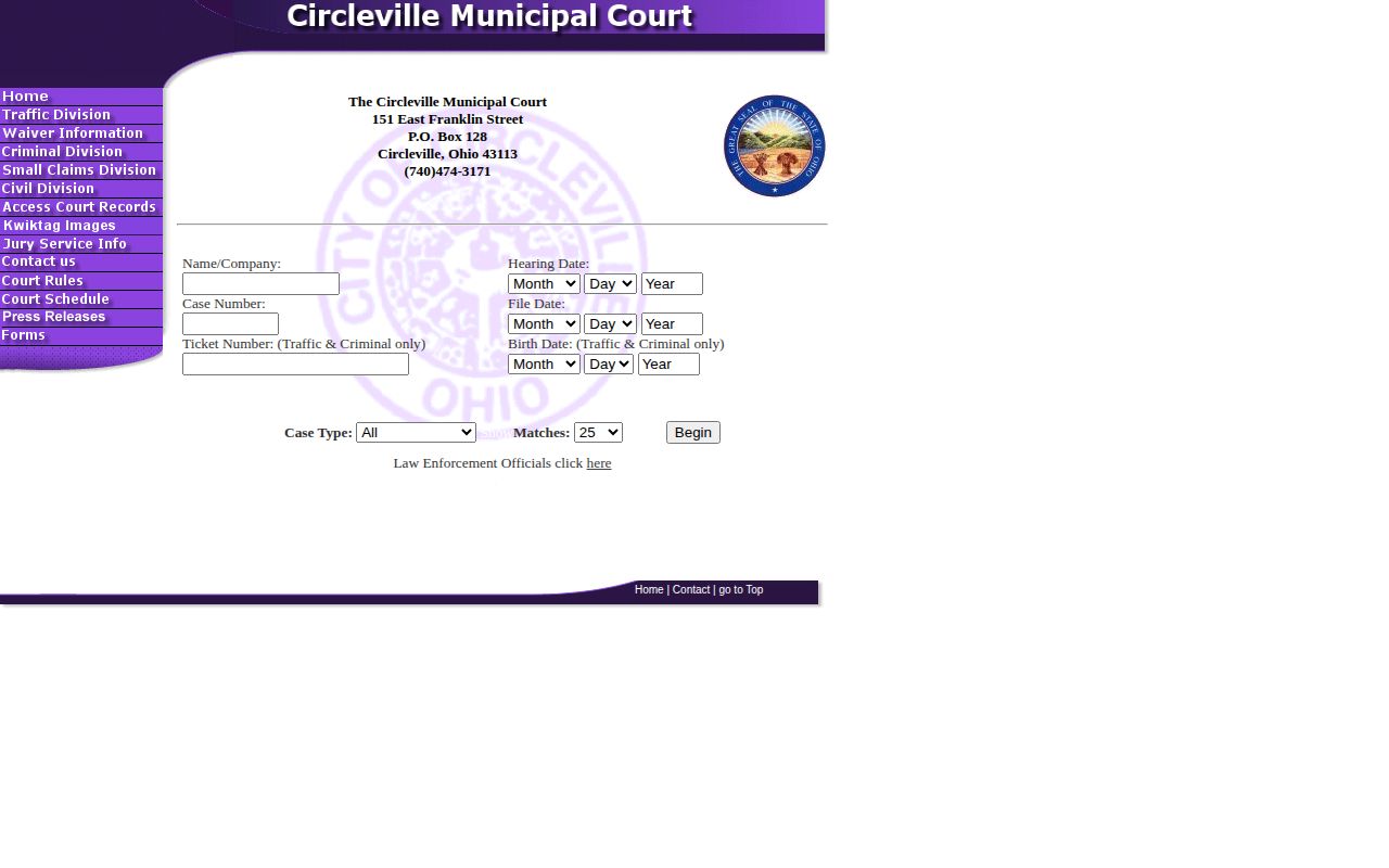 Pickaway County municipal court disposition lookup for crime-news record verification